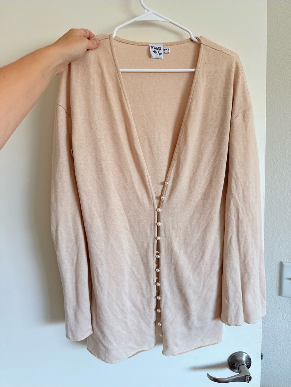 Princess Polly Cream Beige Knit Wrap Top